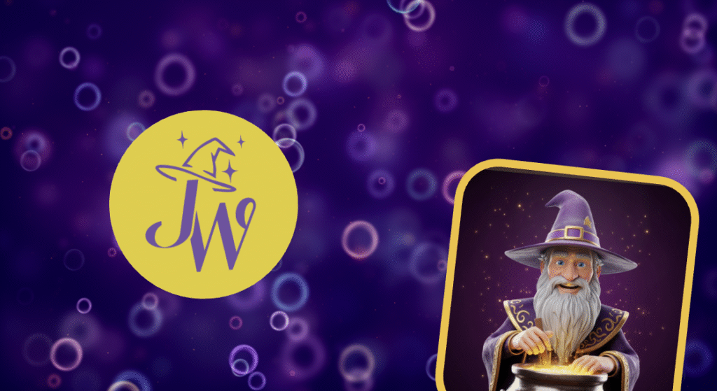 Jam wizard logo with wizard holding jam