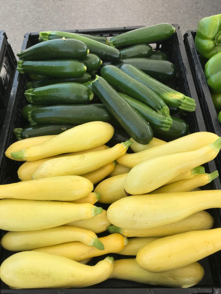 A variety of fresh vegetables in a container