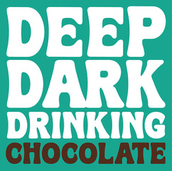 LOGO!!!!! Deep Dark Drinking Chocolate Logo in white lettering with white background