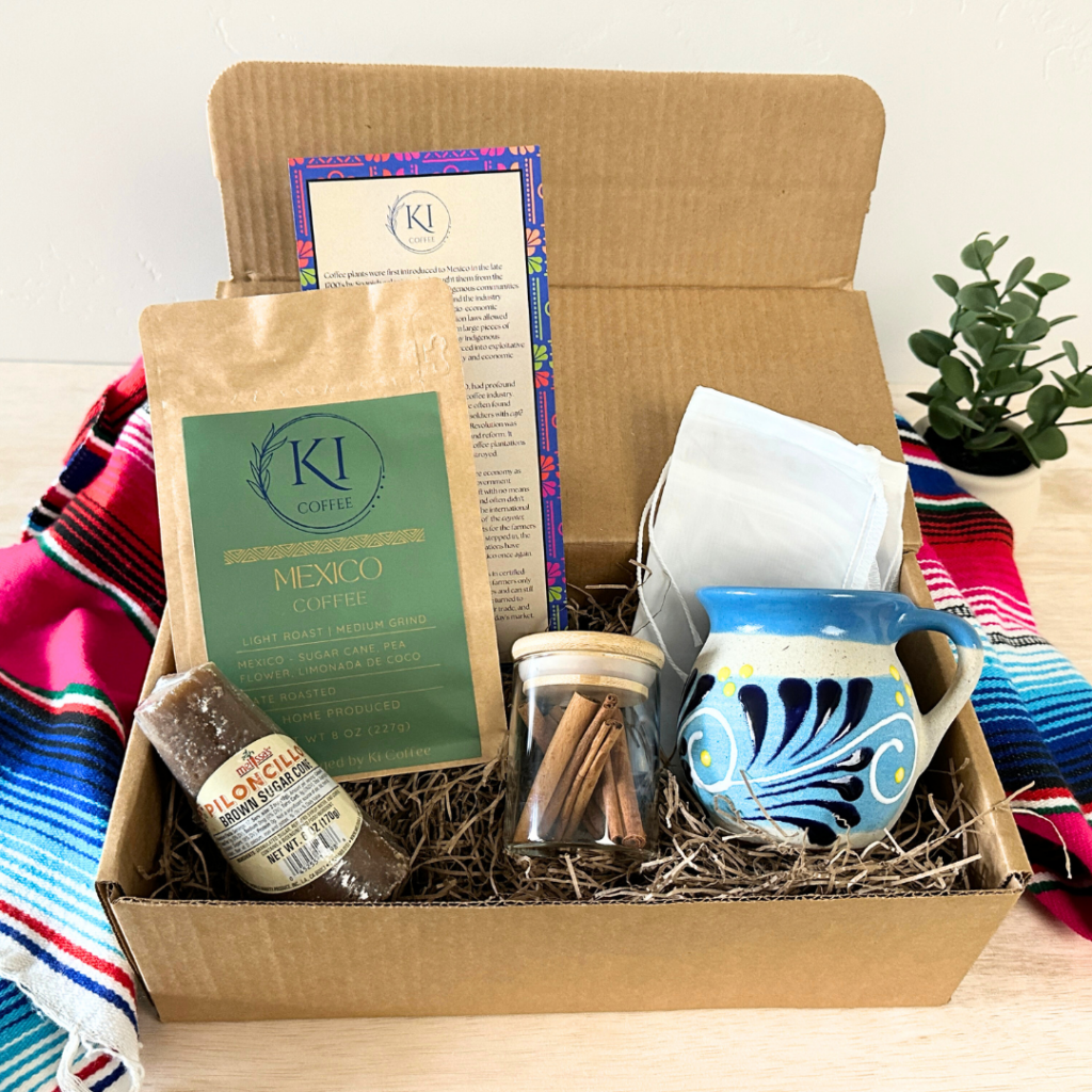 A box filled with a variety of coffee, tea, and other items