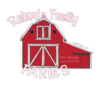 Red barn with the words "Red Barn Farms" on it