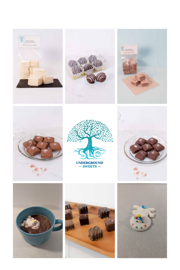 A collage of photos showcasing a variety of chocolates