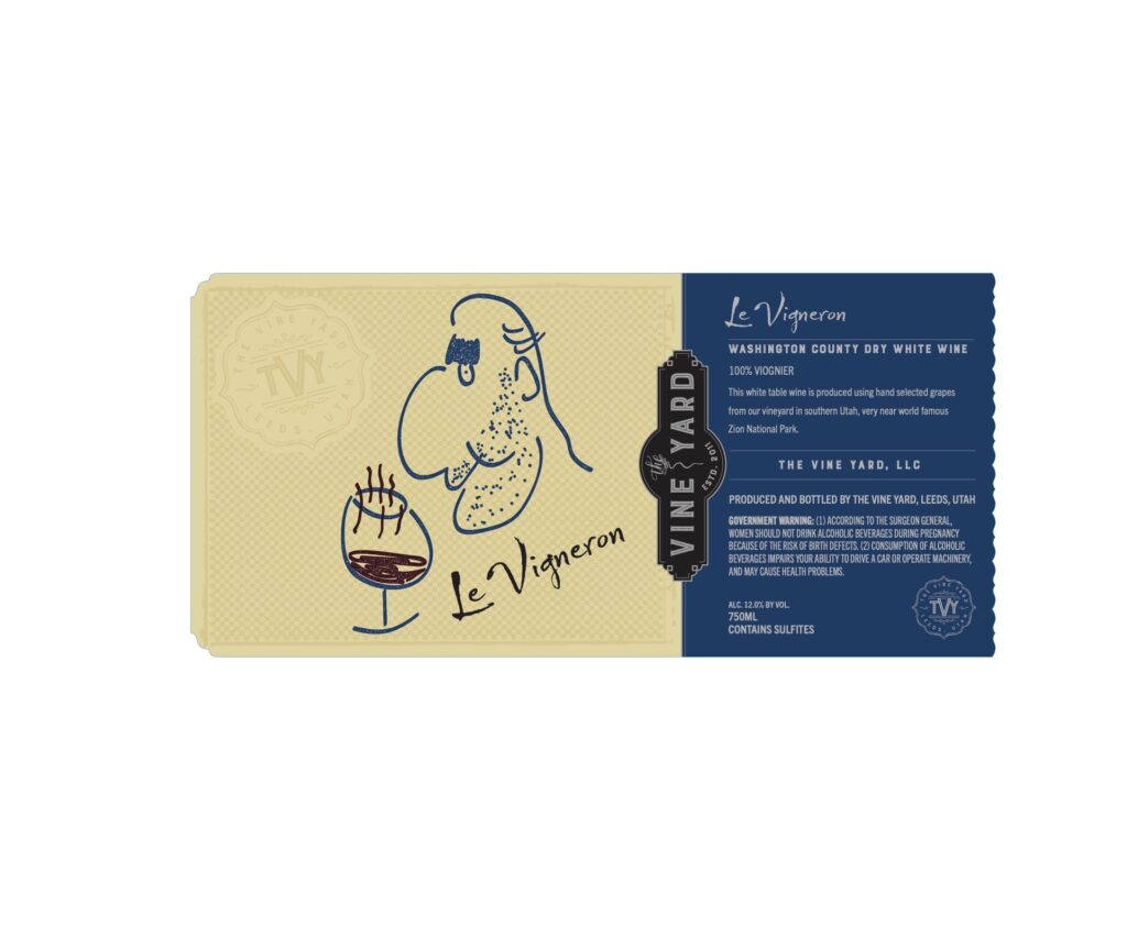 a ticket featuring a dog holding a glass of wine