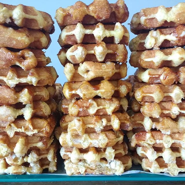 A stack of delicious waffles ready to be served