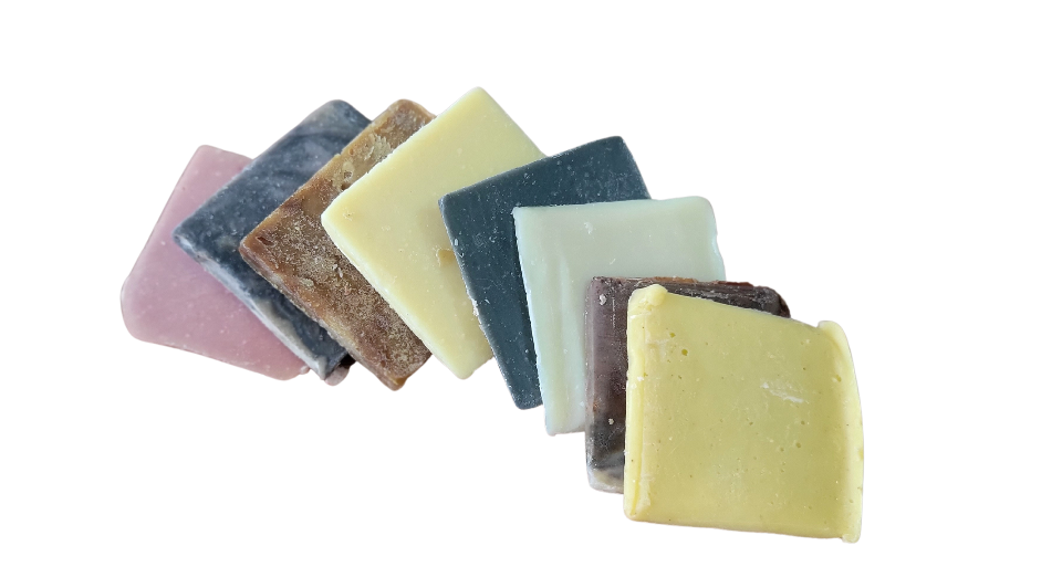 A stack of handmade soap bars ready for use