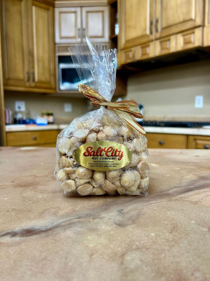 A bag of peanuts on a kitchen counter