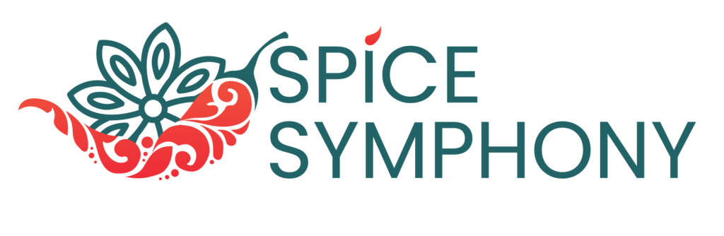 A black and red logo featuring the words Spice Symphony