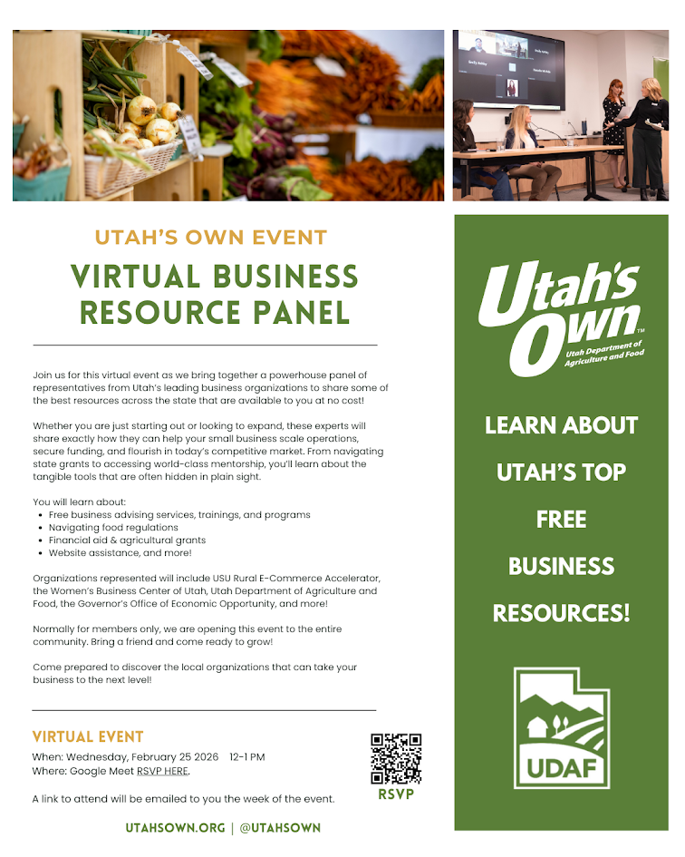 Image of flier announcing a Virtual Business Resource Panel Meeting